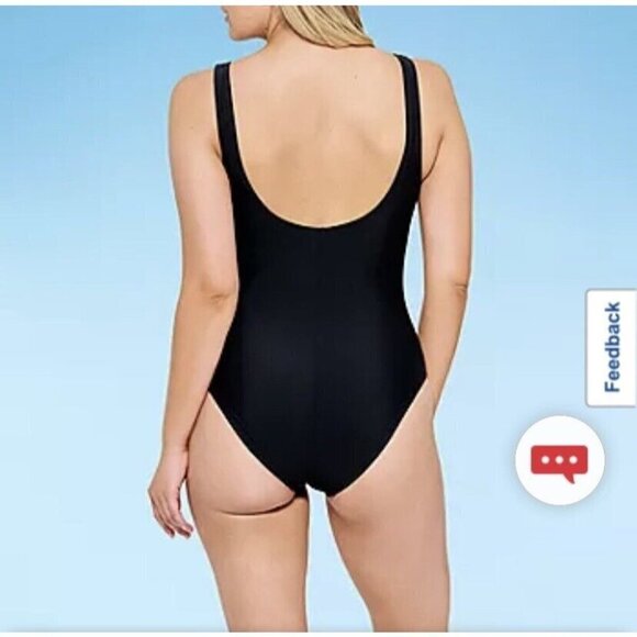 Mynah Swimsuit Medium Black One Piece Square Neck Nylon Spandex - Picture 3 of 12